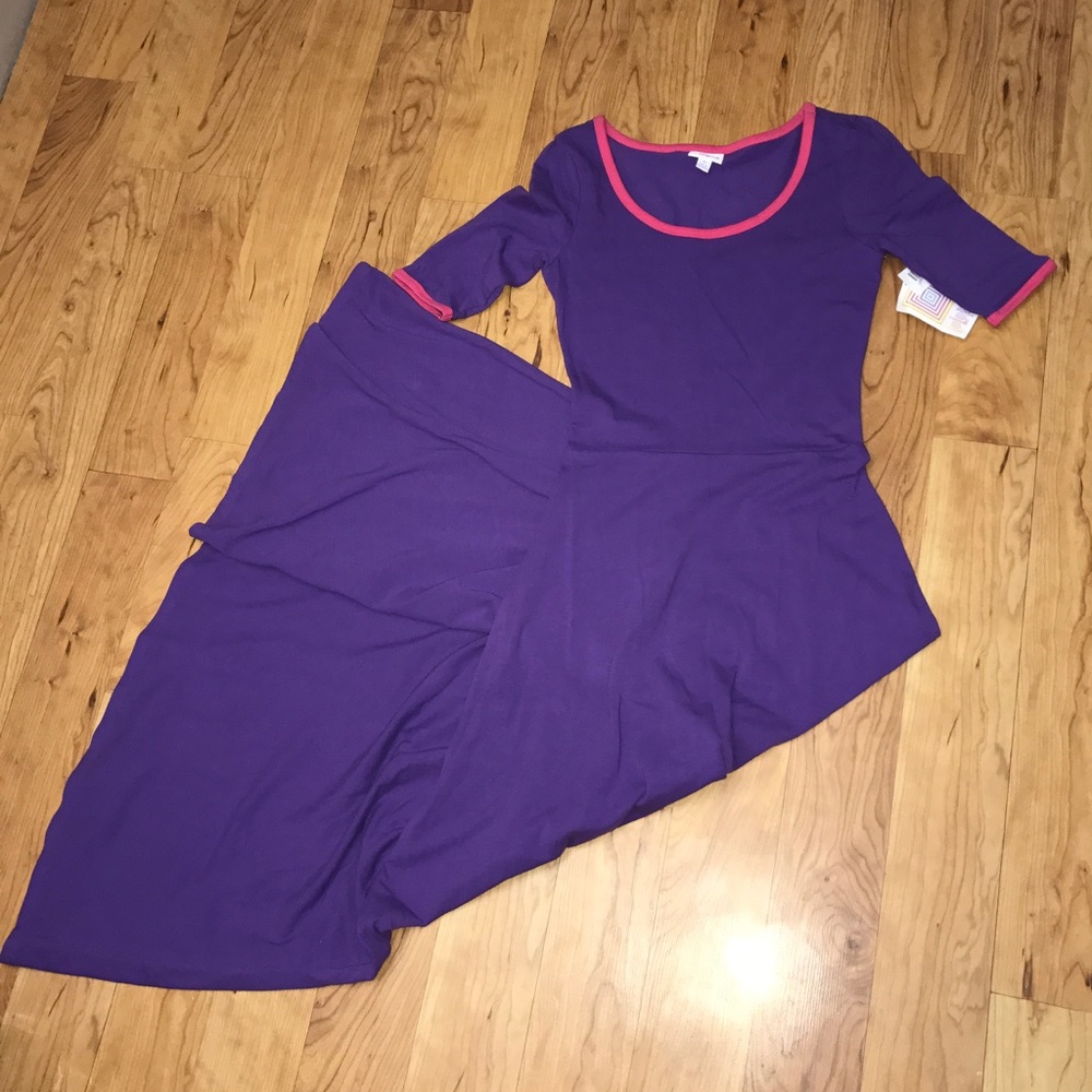 Lularoe Ana Purple & Pink Maxi Dress Small - Picture 6 of 7